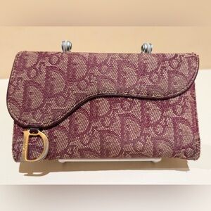Dior Burgundy Trotter Saddle Wallet